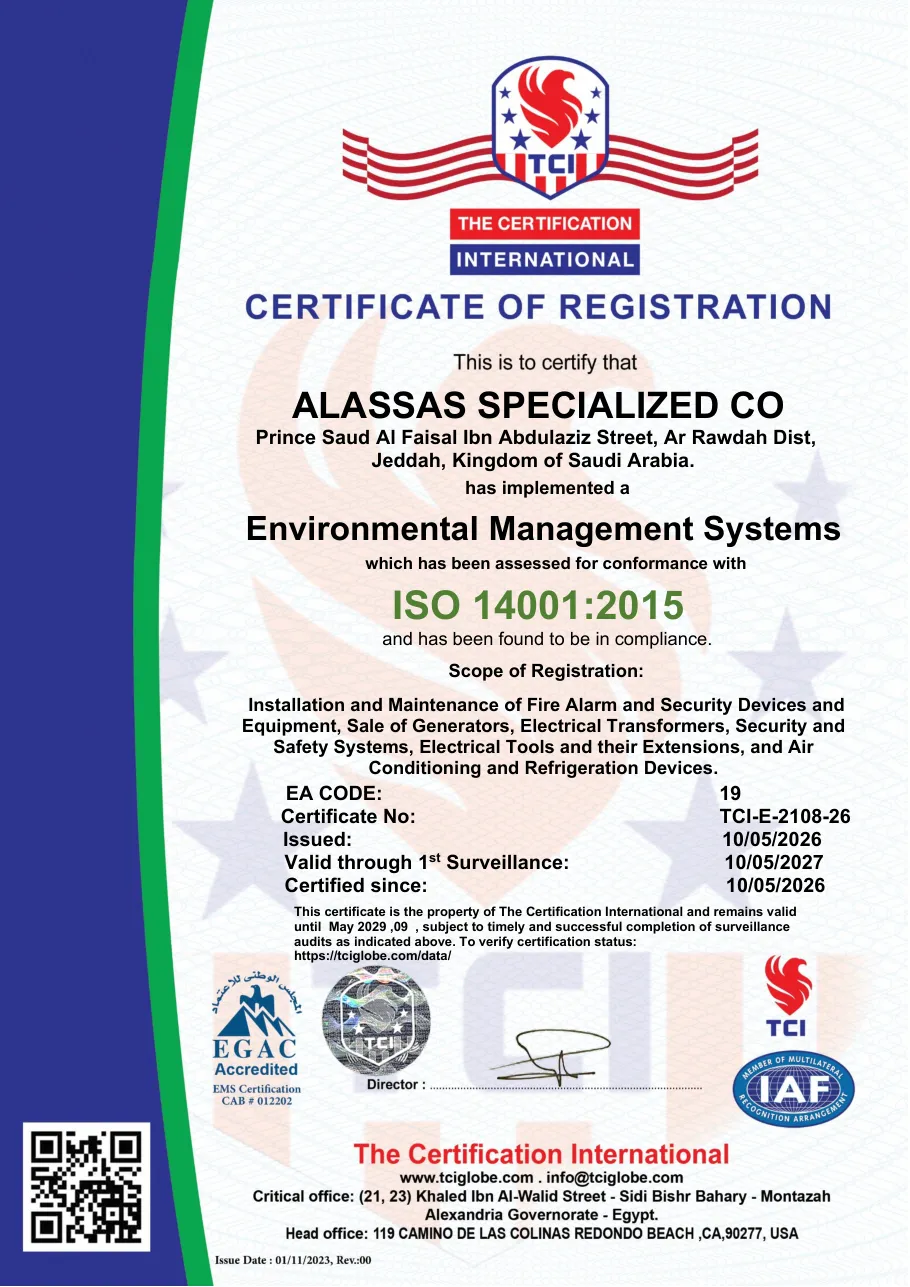 ISO 14001:2015 certificate
