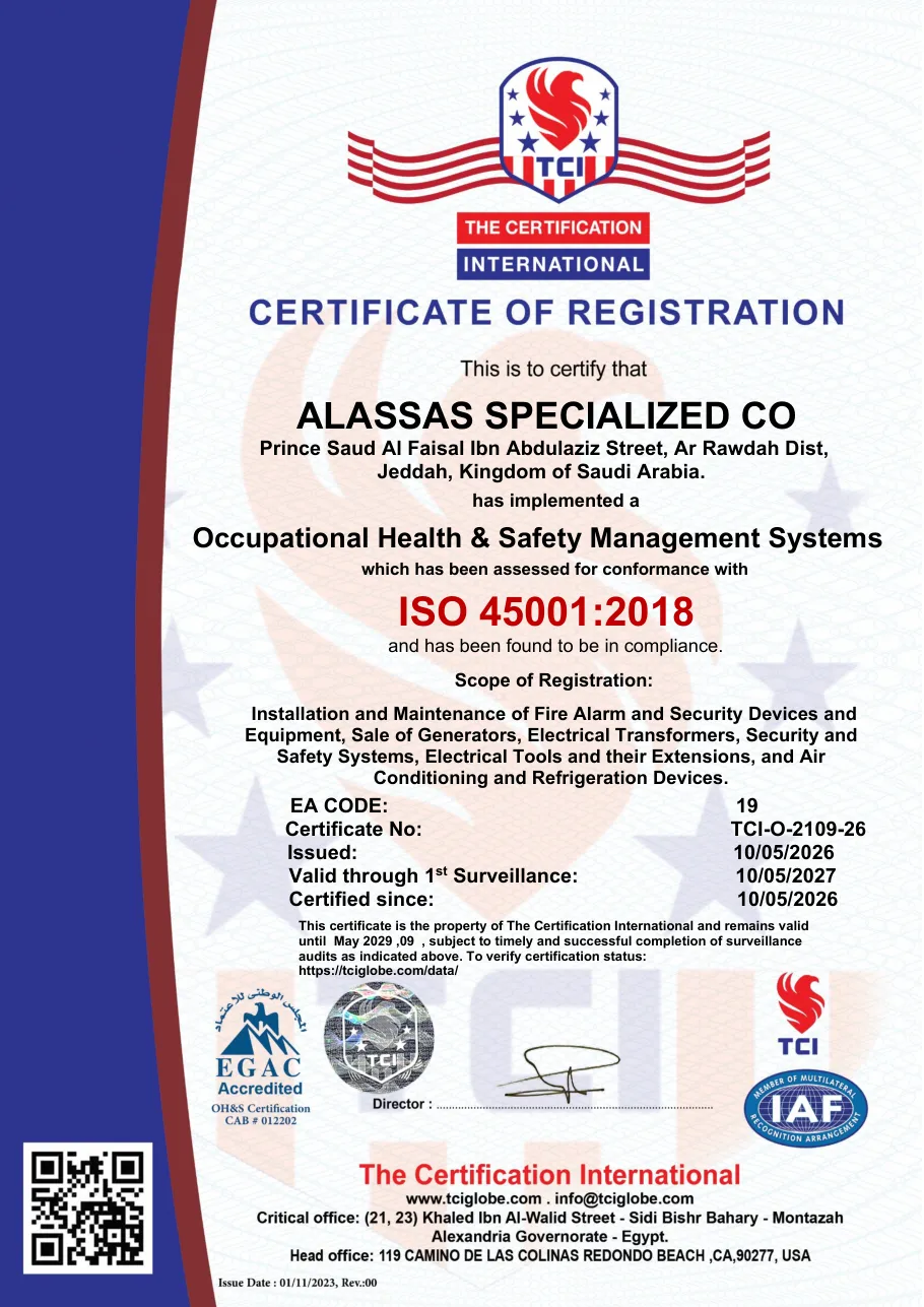 ISO 45001:2018 certificate